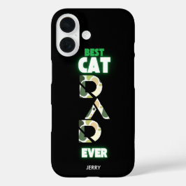 Funda iPhone 16 Personalizado Mejor Gato Papá Camo