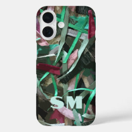 Funda iPhone 16 Personalizado Monograma Abstracto Inicial Bandas V