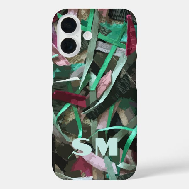 Funda iPhone 16 Personalizado Monograma Abstracto Inicial Bandas V (Reverso )