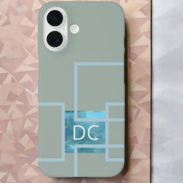 Funda iPhone 16 Personalizado monograma jaula geométrica abstracta