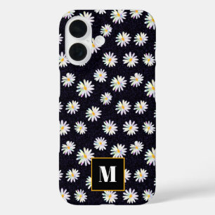 Funda iPhone 16 Personalizado Monograma Purpurina holográfico Flor