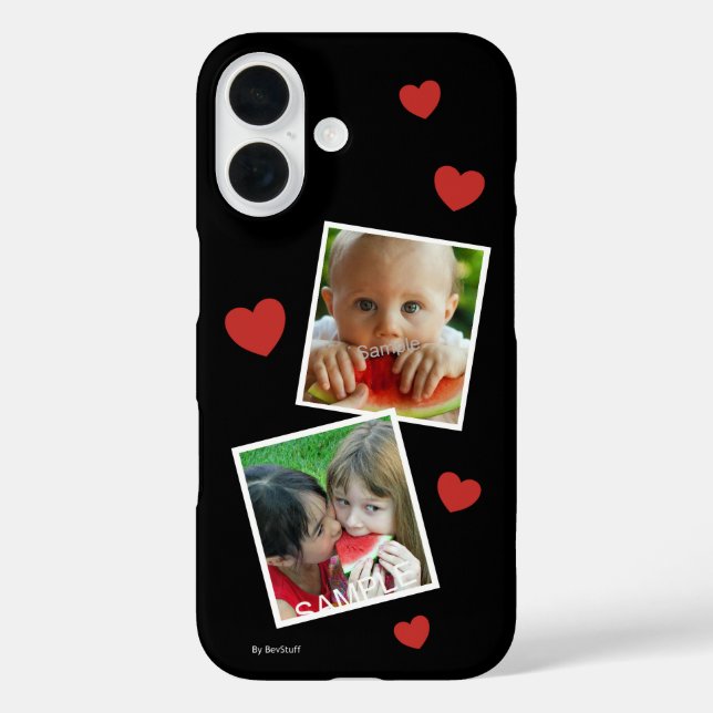 Funda iPhone 16 Personalizado Negro 2 Estuche de teléfono fotográf (Reverso )