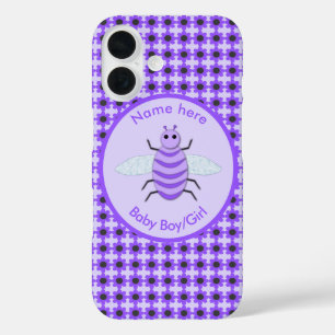 Funda iPhone 16 Personalizado Neutral de Abeja Cute Purple Bee