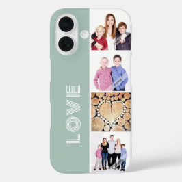 Funda iPhone 16 Personalizado personalizado 4 Collage de fotos Fam