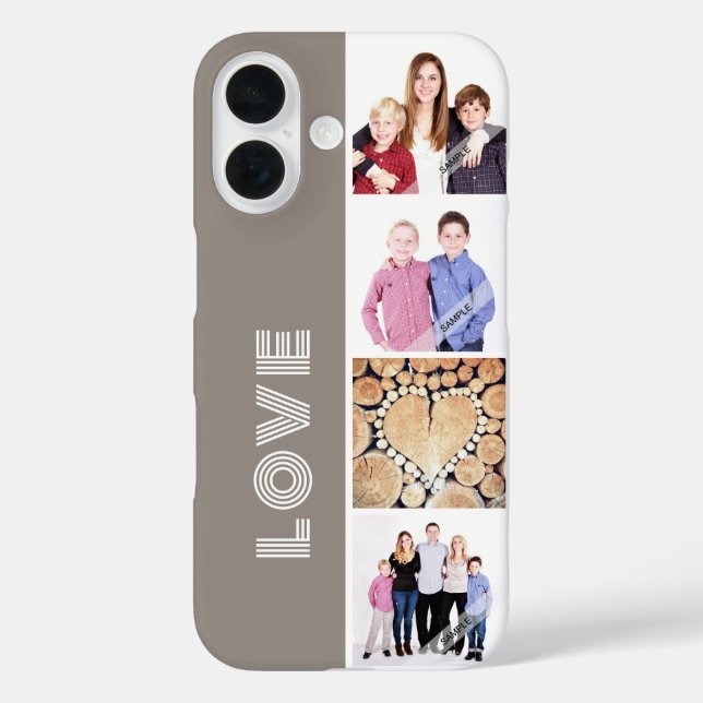 Funda iPhone 16 Personalizado personalizado 4 Collage de fotos Fam (Reverso )
