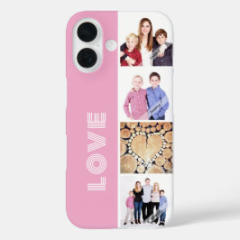Funda iPhone 16 Personalizado personalizado 4 Collage de fotos Fam