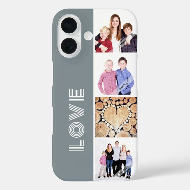 Funda iPhone 16 Personalizado personalizado 4 Collage de fotos Fam (Reverso )