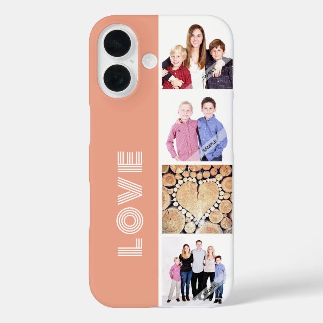 Funda iPhone 16 Personalizado personalizado 4 Collage de fotos Fam (Reverso )