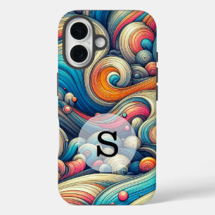 Funda iPhone 16 Personalizado Plantilla Psicodelic Wavy Imprimir