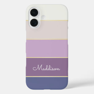 Funda iPhone 16 personalizado púrpura rayas de bloque de color de 