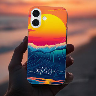 Funda iPhone 16 Personalizado Sunset Wave-Beach-