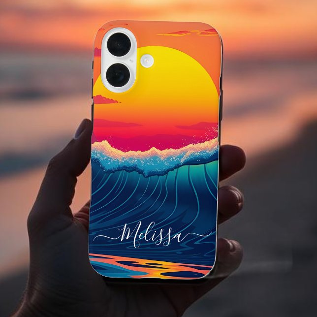 Funda iPhone 16 Personalizado Sunset Wave-Beach- (Custom Sunset Wave-Beach- Case-Mate iPhone Case )