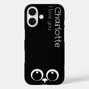 Funda iPhone 16 Personalizados negros cortos gatos nombre carbón