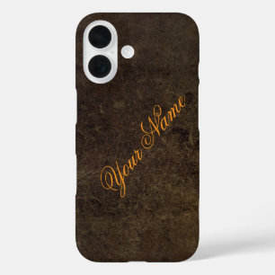 Funda iPhone 16 Personalizar con tu nombre Rústico oscuro