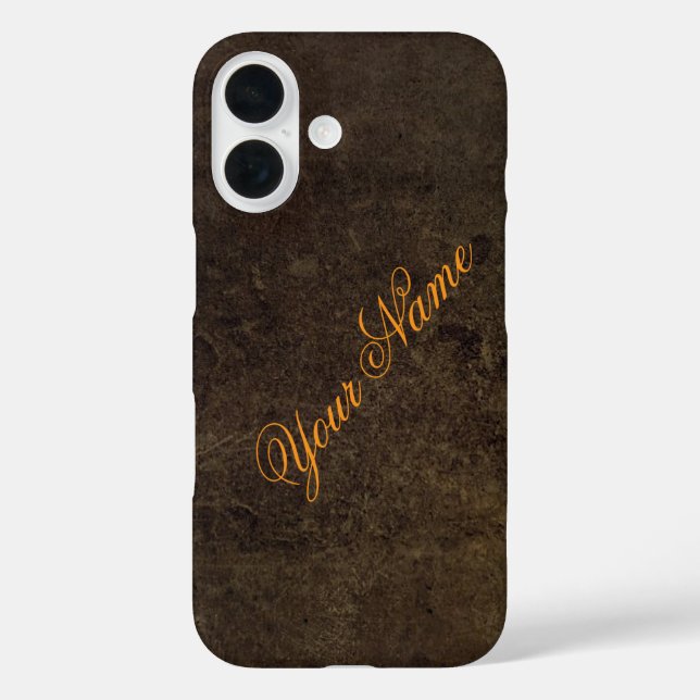 Funda iPhone 16 Personalizar con tu nombre Rústico oscuro (Reverso )