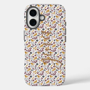 Funda iPhone 16 Personalizar de patrón botánico