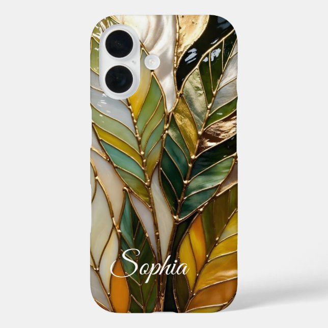 Funda iPhone 16 Personalized Botanical Leaves Phone Case (Reverso )