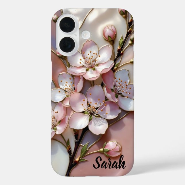 Funda iPhone 16 Personalized Cherry Blossom Phone Case Floral (Reverso )