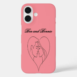 Funda iPhone 16 Personalized Couple's Heart Silhouette iPhone Case