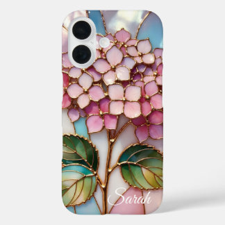 Funda iPhone 16 Personalized Hydrangea Phone Case Pink Floral