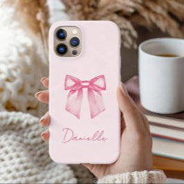 Funda iPhone 16 Personalized Modern Elegant Pink Bow