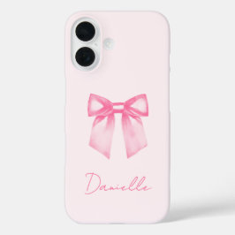 Funda iPhone 16 Personalized Modern Elegant Pink Bow