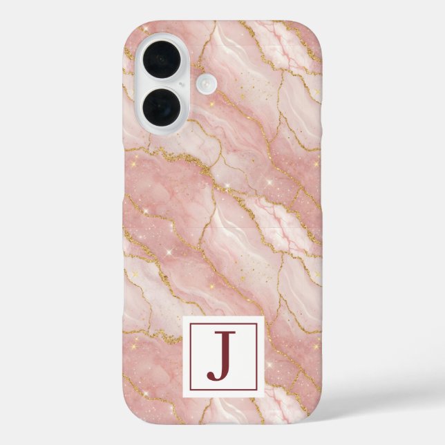 Funda iPhone 16 Personalized Monogram Rose Quartz Gold (Reverso )