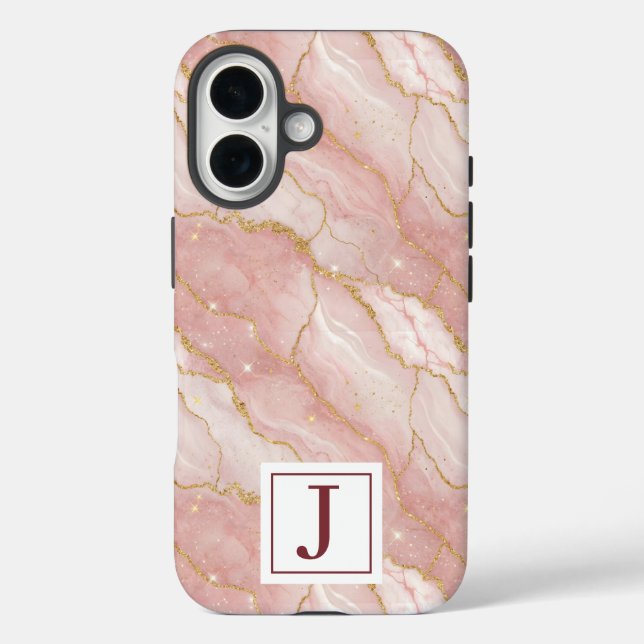 Funda iPhone 16 Personalized Monogram Rose Quartz Gold (Reverso )