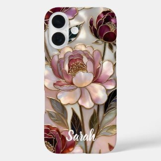 Funda iPhone 16 Personalized Peony Phone Case Blush Gold Floral
