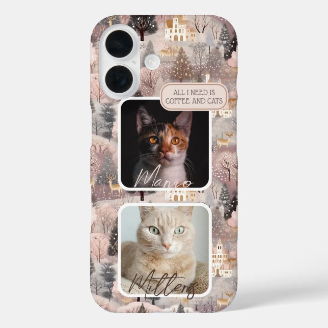 Funda iPhone 16 Personalized Pets Photo Collage Christmas (Reverso )