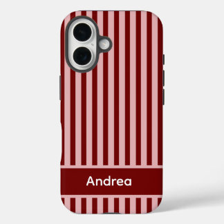 Funda iPhone 16 Personalized Pink and Red Stripe 
