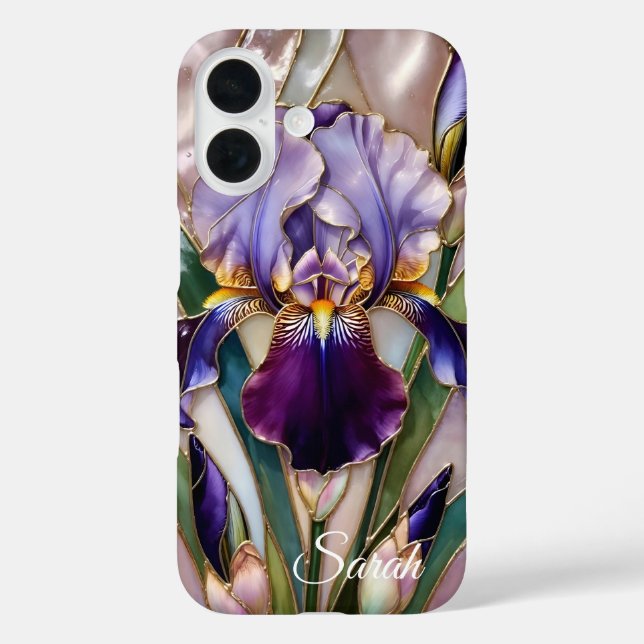 Funda iPhone 16 Personalized Purple Iris Phone Case Elegant (Reverso )