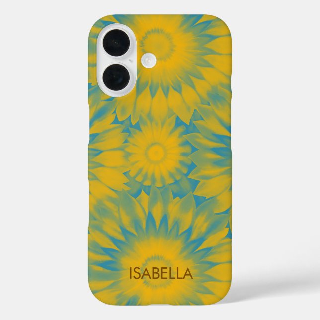 Funda iPhone 16 Personalized Vibrant Sunflower Tie-Dye Art (Reverso )