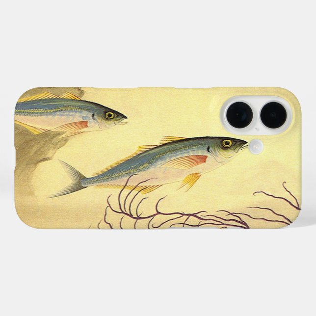 Funda iPhone 16 Pescado Caballa en el Océano, Arte Antiguo Japonis (Reverso (Horizontal))