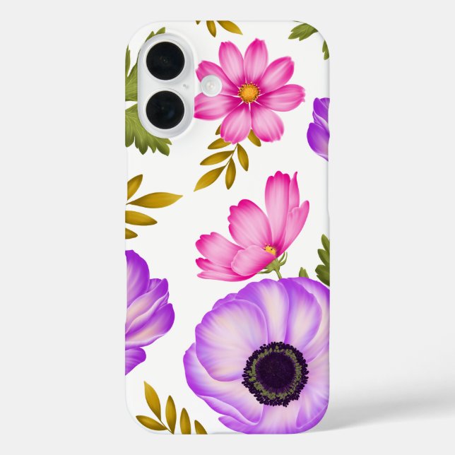 Funda iPhone 16 Petales en armonía - Anemone y Cosmos (Reverso )