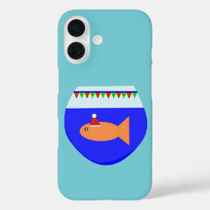 Funda iPhone 16 Pez dorado de la fiesta de Navidad