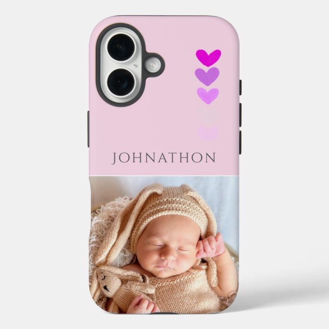 Funda iPhone 16 Photo Pink Personalized Phone  (Reverso )