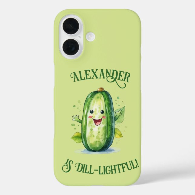 Funda iPhone 16 Pickle de Personalizado verde lindo (Reverso )