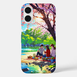 Funda iPhone 16 Picnic Riverside - Acogedor arte de primavera anim