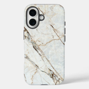 Funda iPhone 16 Piedra de granito de mármol gris blanco inmaculada