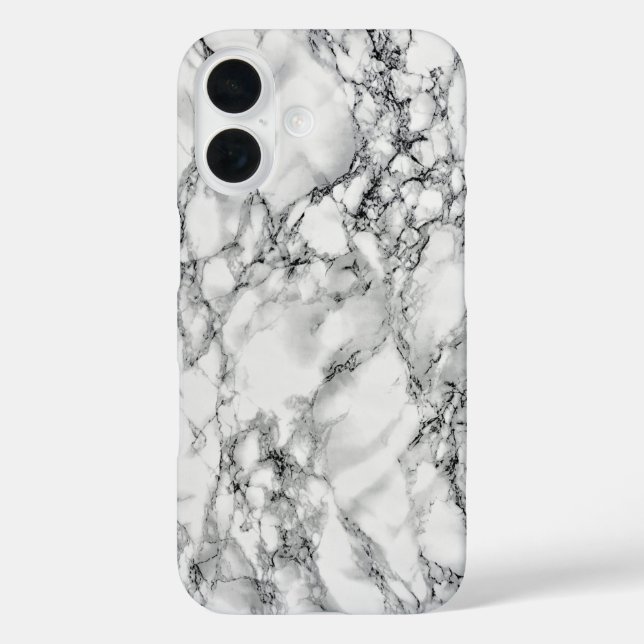 Funda iPhone 16 Piedra de mármol blanco (Reverso )