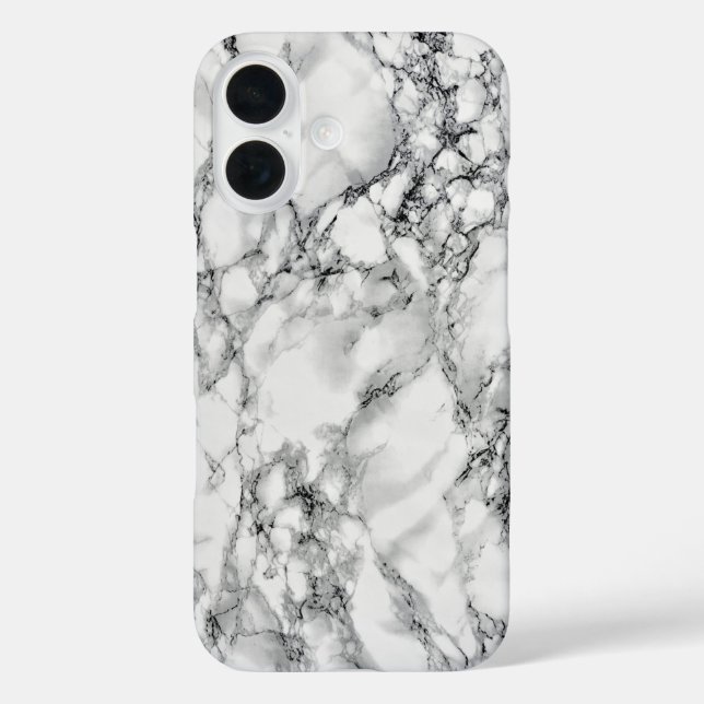Funda iPhone 16 Piedra de mármol blanco (Reverso )