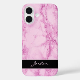 Funda iPhone 16 Piedra de mármol pulido púrpura con nombre