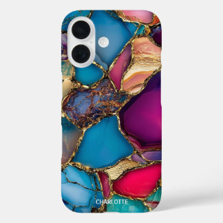 Funda iPhone 16 Piedra moderna de mármol dorado
