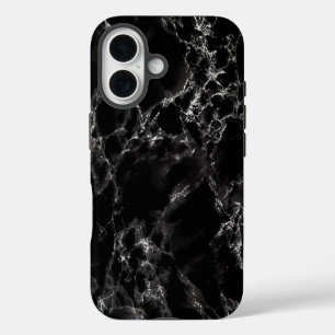Funda iPhone 16 Piedra moderna de mármol negro