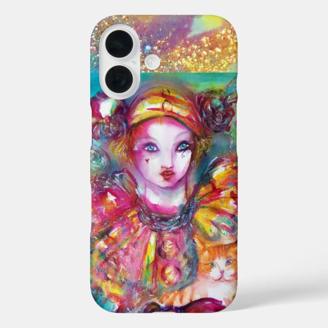 Funda iPhone 16 PIERO CON máscara de mascarada veneciana CAT (Reverso )