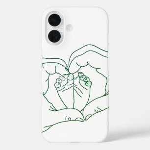Funda iPhone 16 Pies de bebé recién nacidos en el contorno del cor