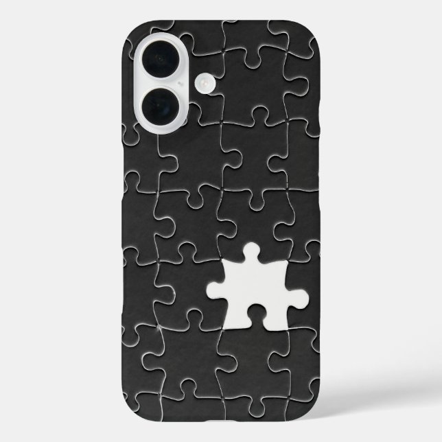 Funda iPhone 16 Pieza del rompecabezas perdida negra (Reverso )