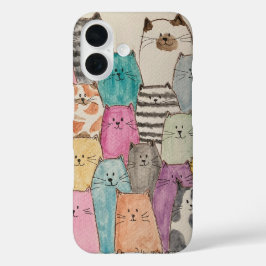 Funda iPhone 16 Pila de gatos