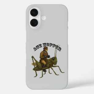 Funda iPhone 16 Piloto Antiguo Montando un Saltamontes Gigante URM